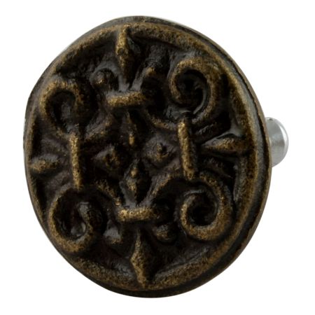 Antique Floral Round Iron Cabinet Knob